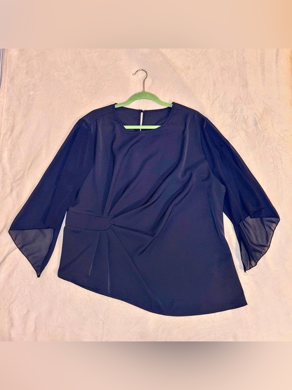 Navy Blue 3/4 Chiffon Sleeve SHEIN Blouse 3XL
